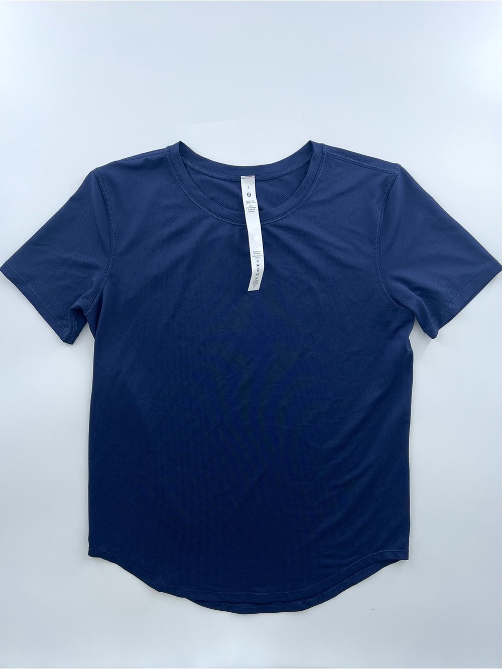 Lululemon High Neck Run and Train Tee Navy Blue Size 2